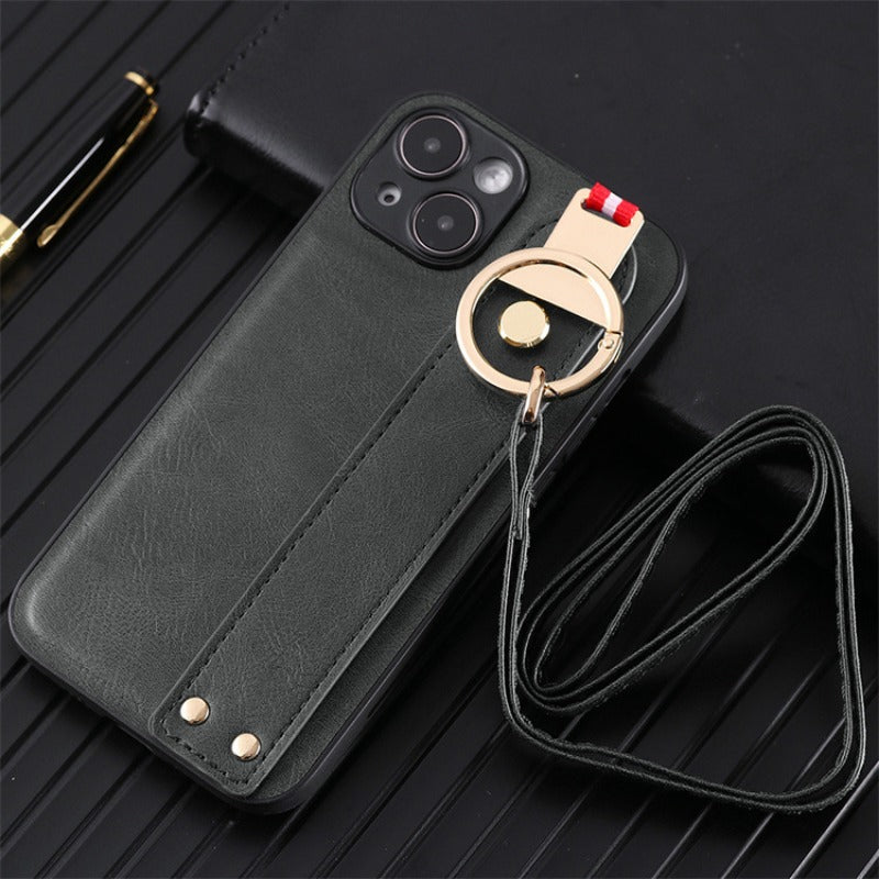 Leather Phone Case with Lanyard For iPhone