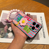 Blue and Pink Line Flower Phone Case For iPhone