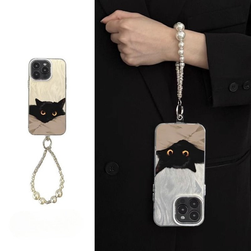 Lazy Black Cat Feather Phone Case For iPhone