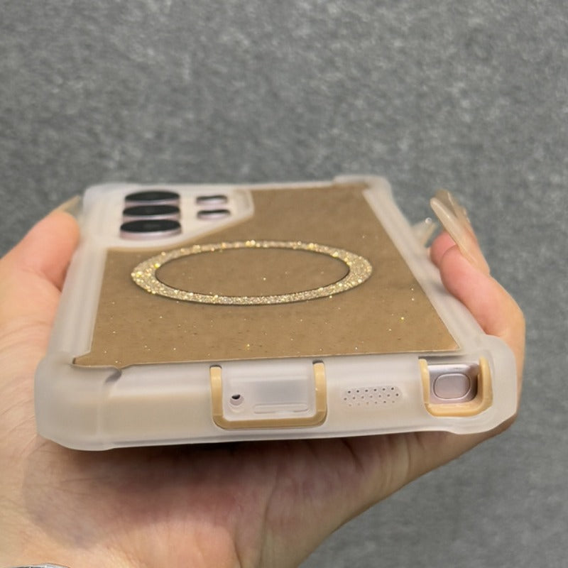 Glitter Magnetic Four-corner Anti-fall Phone Case For Samsung