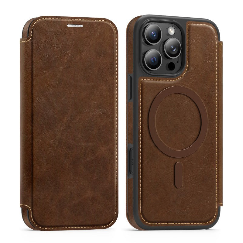 Flip Magnetic Leather Phone Case For iPhone