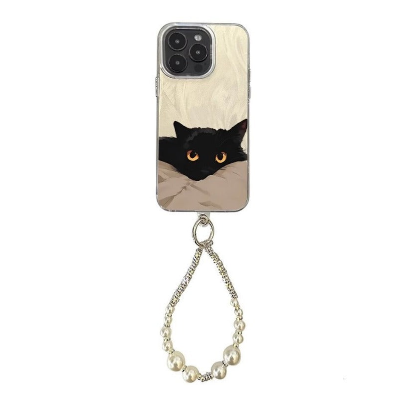 Lazy Black Cat Feather Phone Case For iPhone