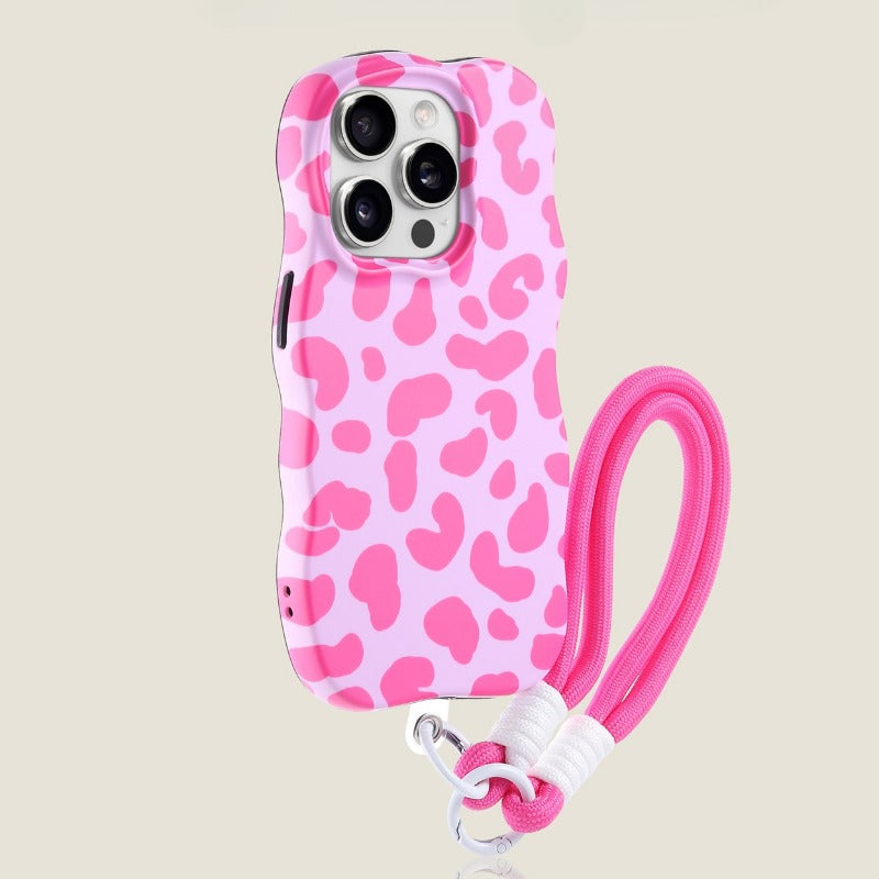 Cream Silicone Lanyard Phone Case For iPhone