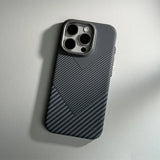 Alloy Lens Hit Color Carbon Fibre Pattern Magnetic Phone Case For iPhone