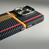 Alloy Lens Hit Color Carbon Fibre Pattern Magnetic Phone Case For iPhone