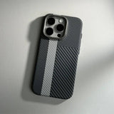 Alloy Lens Hit Color Carbon Fibre Pattern Magnetic Phone Case For iPhone