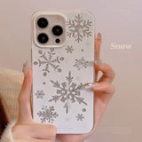 Bling Bling Glitter Winter Snowflakes Christmas Style Phone Cover Case For iPhone