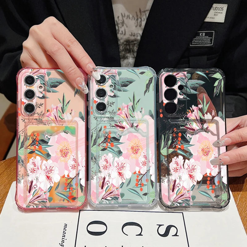 Card Slot Orchid Flower Case For Samsung