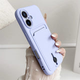 Card Wallet Holder Soft Silicone Phone Case for iPhone