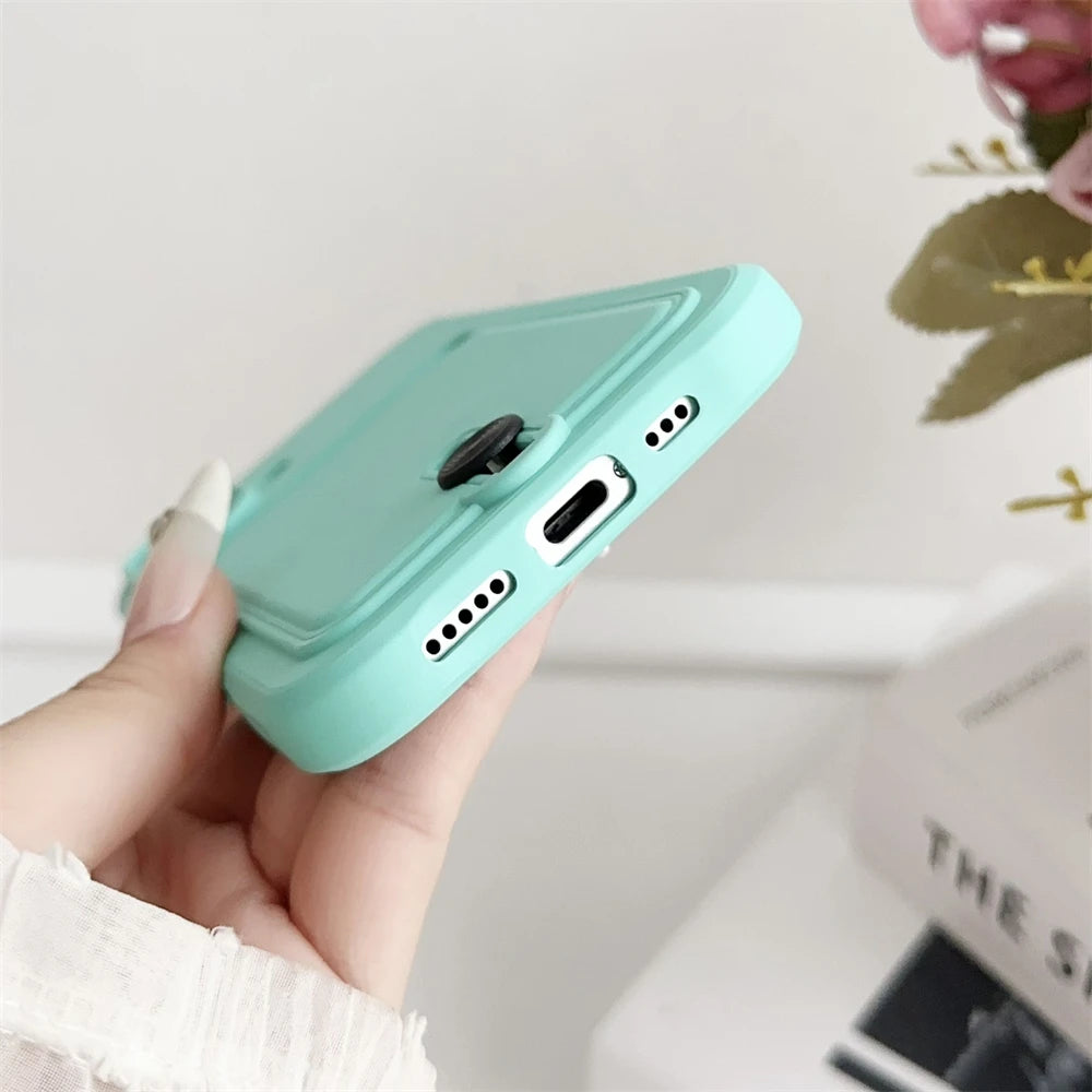 Card Wallet Holder Soft Silicone Phone Case for iPhone