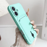 Card Wallet Holder Soft Silicone Phone Case for iPhone