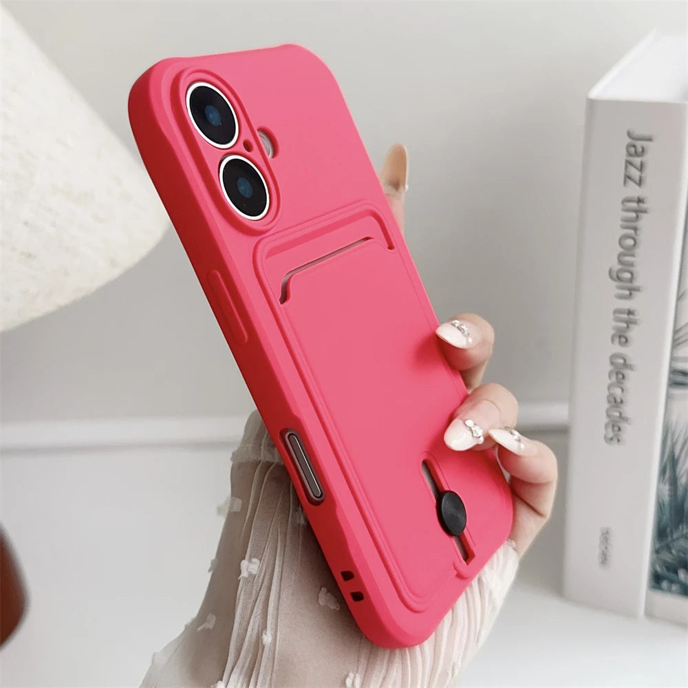 Card Wallet Holder Soft Silicone Phone Case for iPhone