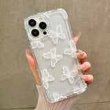 Cartoon White Butterfly Clear Case For iPhone