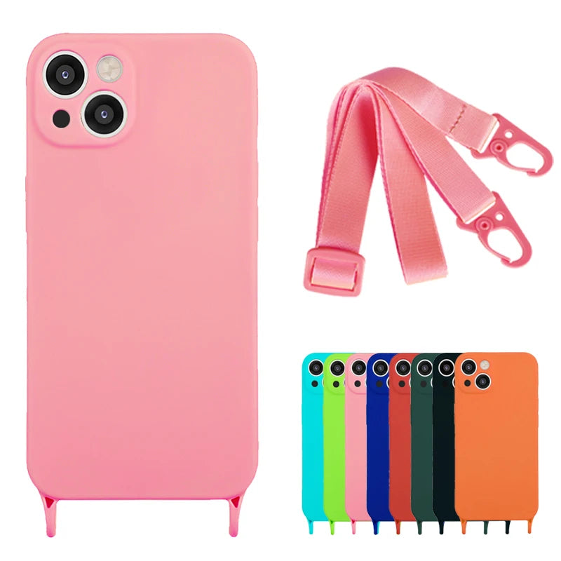 Crossbody Lanyard Liquid Silicone Case For iPhone