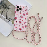 Crossbody Lanyard Strap Flower Phone Case For iPhone