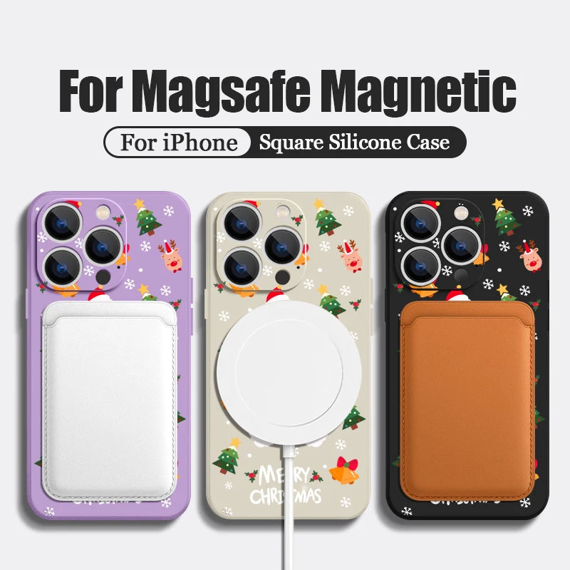 Cute Christmas Pattern Magnetic Phone Case For iPhone