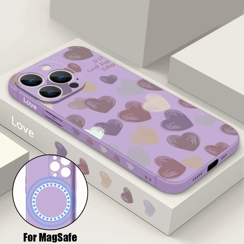 Cute Love Heart Magnetic Shockproof Case For iPhone