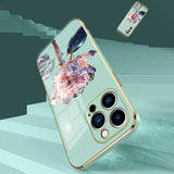 Drop-proof Rose Pattern Electroplated Square Phone Case For  iPhone