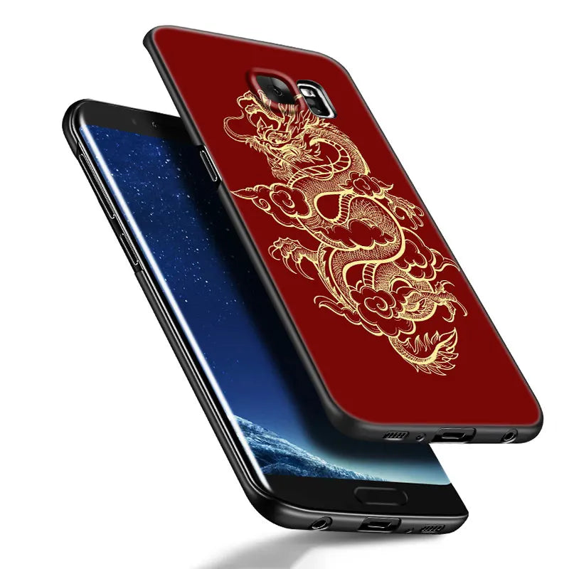 Dragon Pattern Black Silicone Phone Case For Samsung