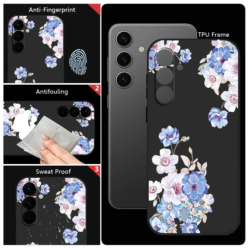 Flower Pattern Hand Lanyard Phone Case For Samsung