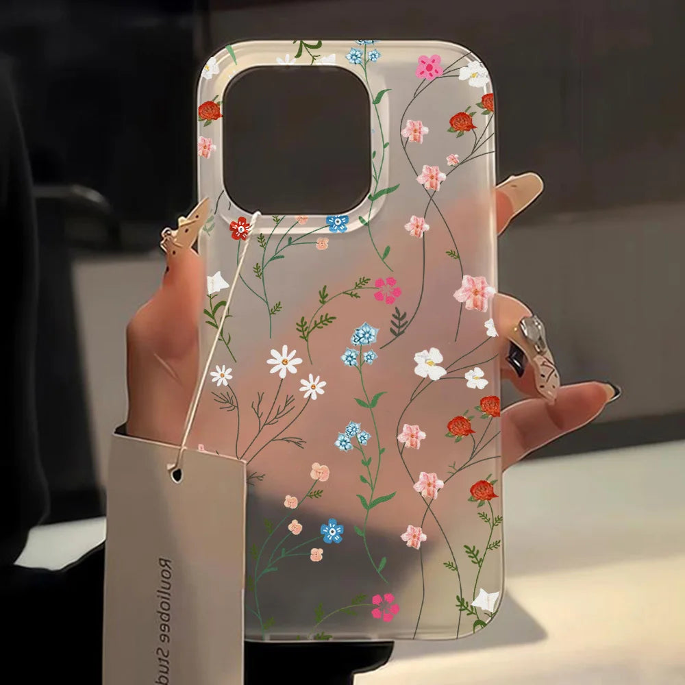 Translucent Slim Silky Skin Flowers Phone Case For iPhone