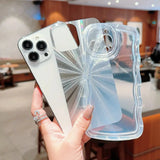 Transparent Clear Wave Soft TPU Glitter Paper Case For iPhone