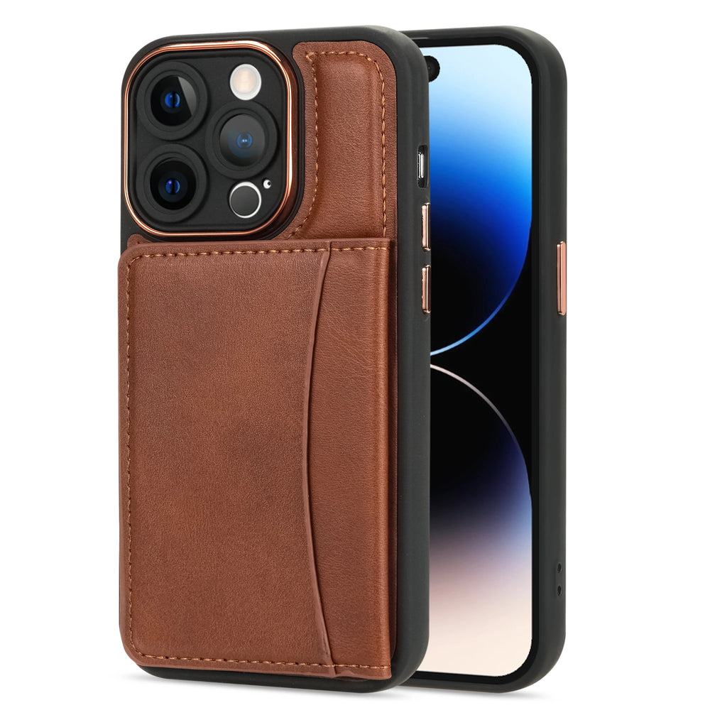 Leather Magnetic Slot Card Holder Phone Case For iPhone