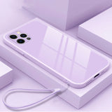 Luxury Square Liquid Tempered Glass Phone Case For iPhone