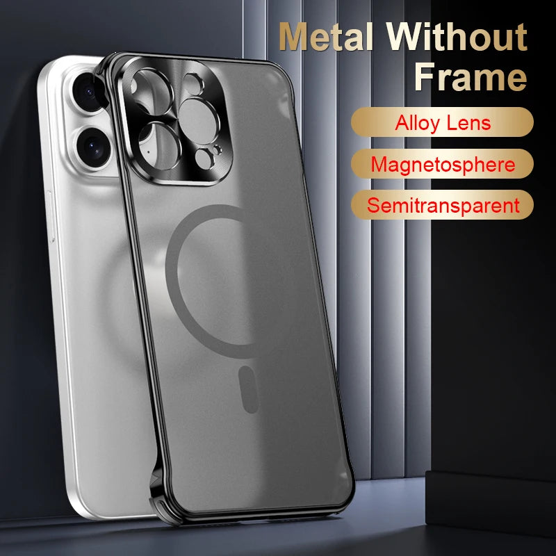 Magnetic Metal Rimless Phone Case For iPhone