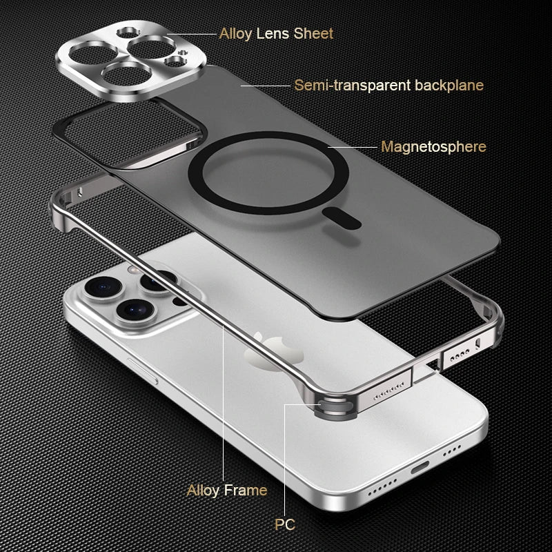 Magnetic Metal Rimless Phone Case For iPhone