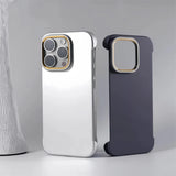 Ultra Thin Metal Lens Magnetic Minimalist Borderless Hard PC Phone Case For iPhone