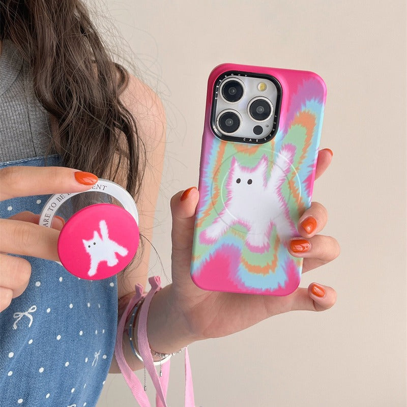 Funny Furry Cat Magnetic Phone Case For iPhone