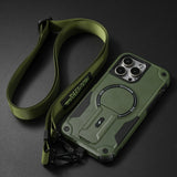 Magnetic Phone Case with Stand and Lanyard For iPhone