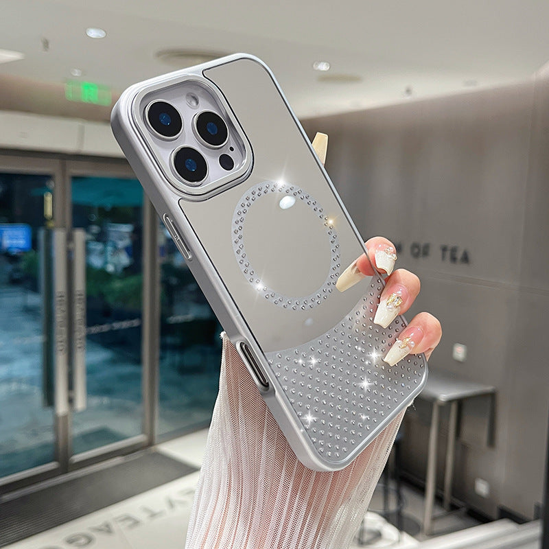 Color Mirror Rhinestone Magnetic Phone Case For iPhone