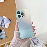 Matte Metallic Paint Gradient Glass Anti-fall Phone Case For iPhone