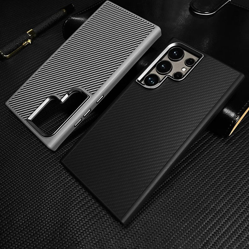 Carbon Fiber Texture Full Cover Anti-fall Mobile Phone Case For Samsung
