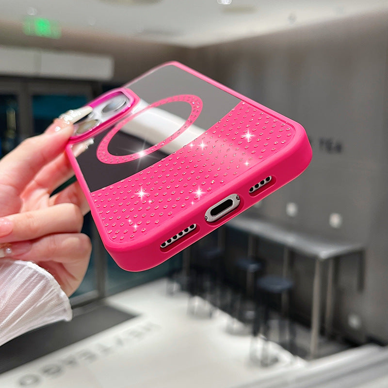 Color Mirror Rhinestone Magnetic Phone Case For iPhone