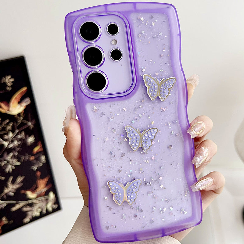 Glitter Butterfly Epoxy Phone Case For Samsung