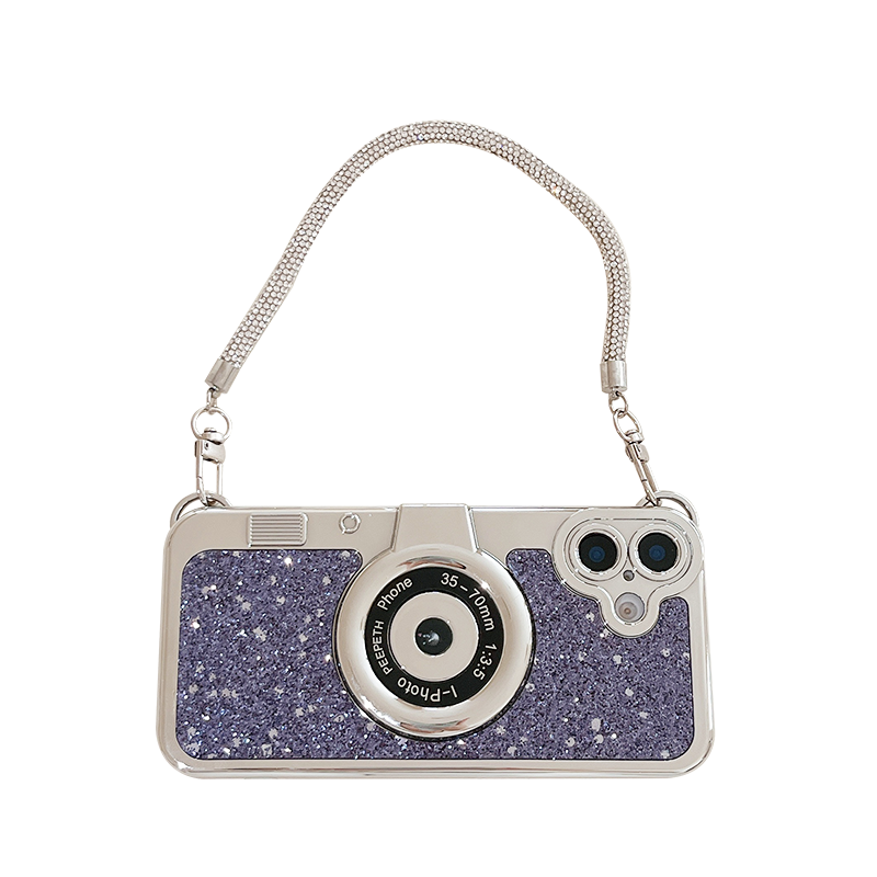 Diamond Camera Phone Case with Lanyard For iPhone