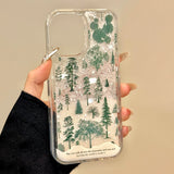 Snow Forest Green Pine Double-layer Acrylic Phone Case For iPhone