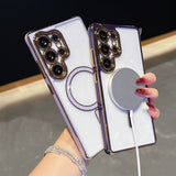 Contrast color electroplating magnetic phone case For Samsung