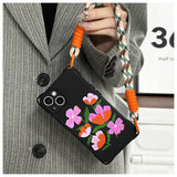 Flower Handheld Lanyard Phone Case For iPhone