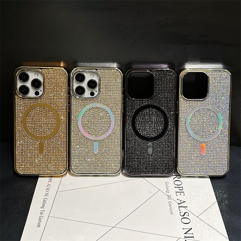 Flash Diamond Magnetic Plating Anti-fall Case for IPhone