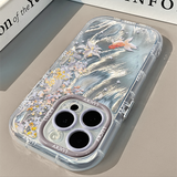 Osmanthus Goldfish Feather Pattern Transparent Phone Case For iPhone