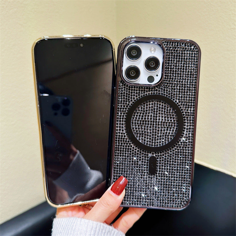 Flash Diamond Magnetic Plating Anti-fall Case for IPhone