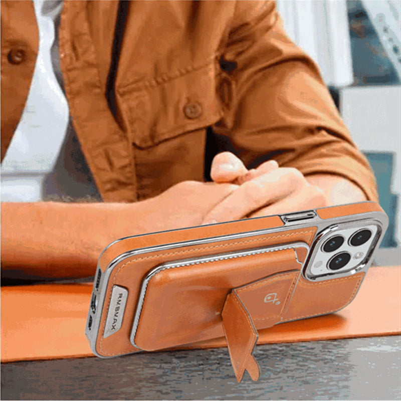 Business Leather Card Holder Magnetic Case for IPhone