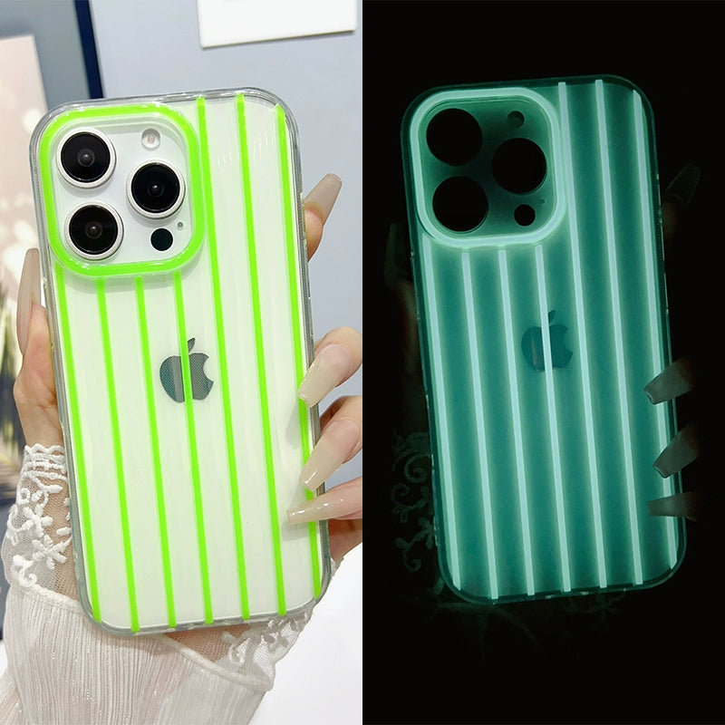 Luminous Vertical Stripe Transparent Jelly Soft Phone Case For iPhone