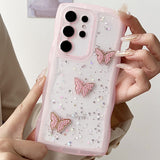 Glitter Butterfly Epoxy Phone Case For Samsung