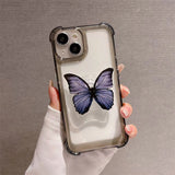 Butterfly Bracket Transparent Anti-fall Mobile Phone Case For iPhone