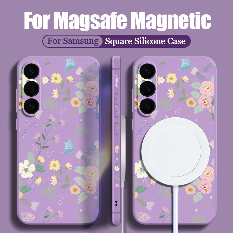 Liquid Flower Magnetic Drop-Proof Phone Case For Samsung